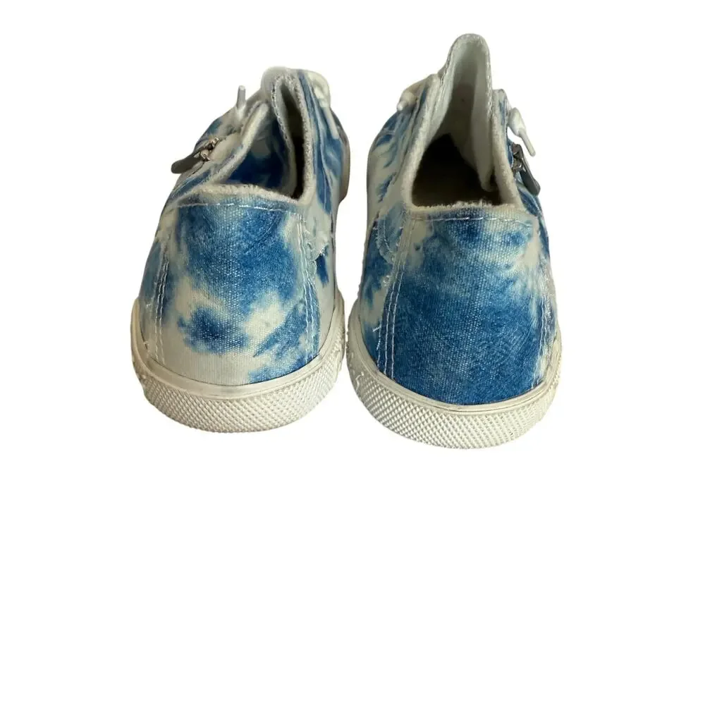 Blowfish Women's 9 Beach Blue Tie Dye Faux Lace Up Slip‎ On Sneaker Shoe